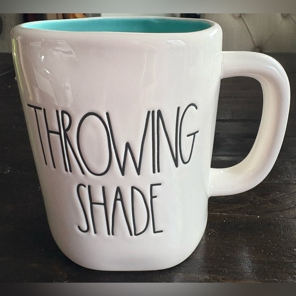 Rae Dunn White and Teal Mug - Throwing Shade - Picture 1 of 4